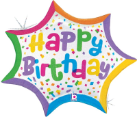 25" Birthday Confetti Burst Foil Balloon - Pkg