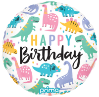 18" Birthday Colorful Dinosaurs Foil Balloon - Pkg