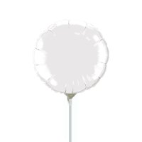 4" White Round Air-Fill Foil Balloon - 25ct