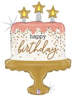 26" Birthday Cake Confetti Holographic Foil Balloon - Pkg