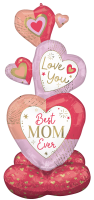 55" x 25" AirLoonz Colorful Mom Stacked Hearts Foil Balloon