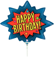14" Superhero Birthday Burst Air-Fill Shape Foil Balloon